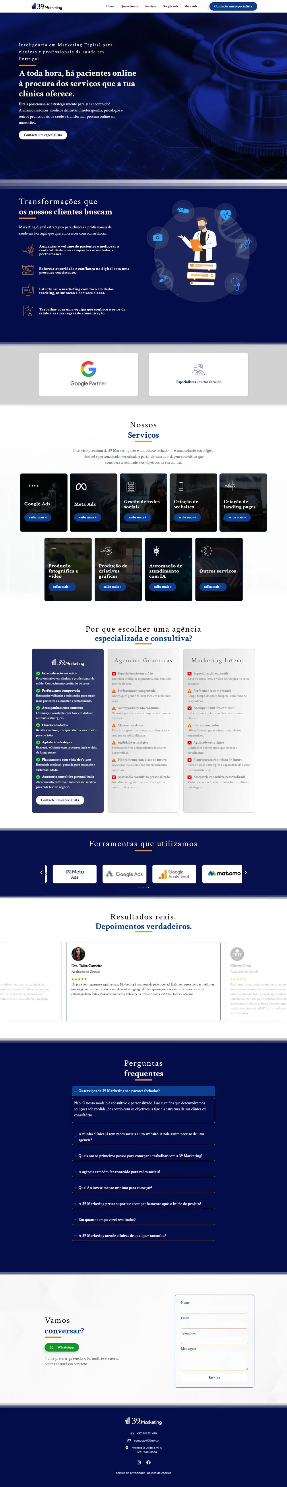 Página do site 39 Marketing