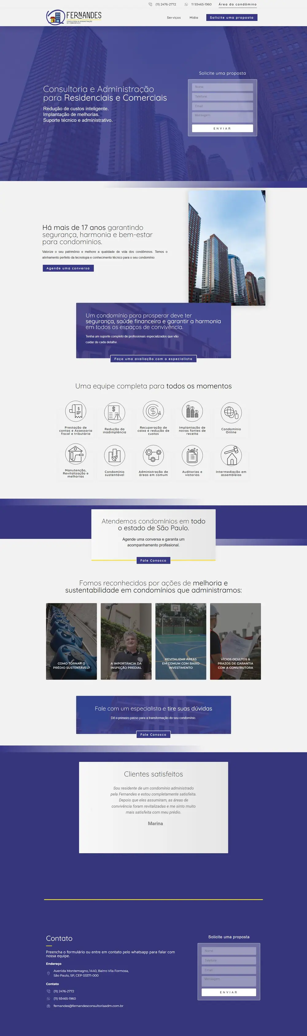 Página do site Fernandes Consultoria