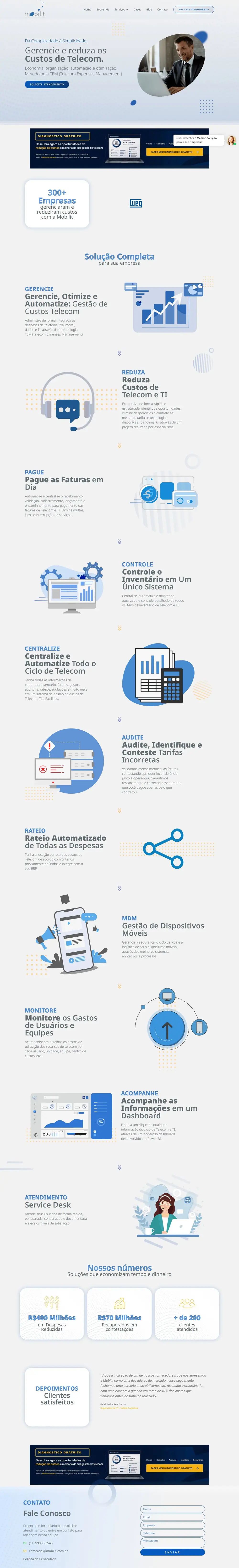 Página inteira do site Mobilit