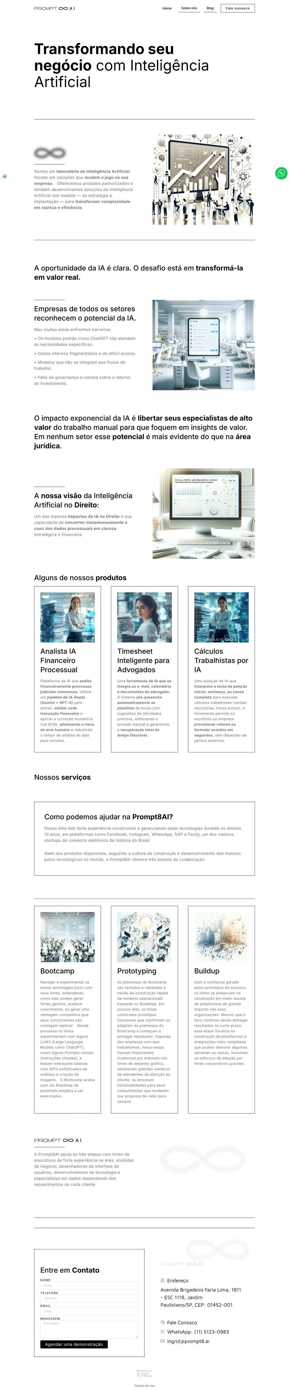 Página do site Prompt8.AI