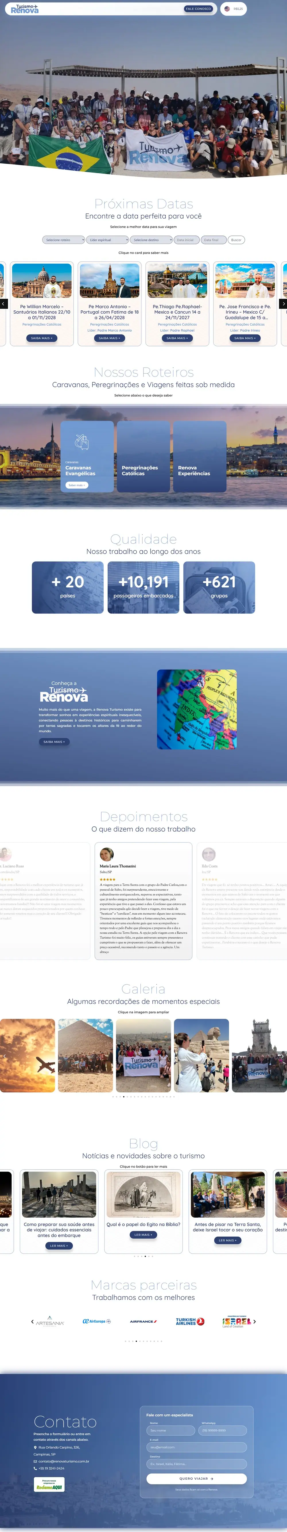 Página do site Renova Turismo