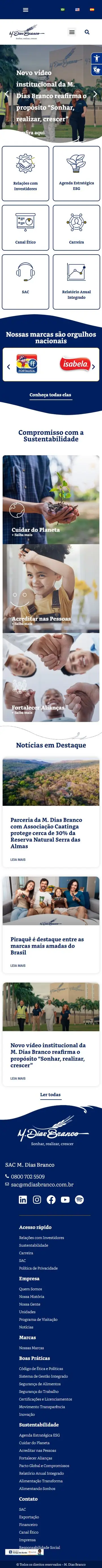 Site M. Dias Branco no celular
